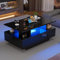 High Gloss Coffee Table with LED, Modern Rectangle Side Table for Living Room, 2-Drawer Storage Console Table, Wooden End Table for Office, 55D x 90W x 41H cm - Smart RGB LED App Control