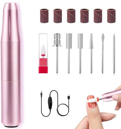 LKE Electric Nail Drill & File Kit,Professional Manicure Pedicure Tools for Acrylic Gel Nails,Nail Drill Bits Bands for Home & Salon Use(New-Rose Gold)