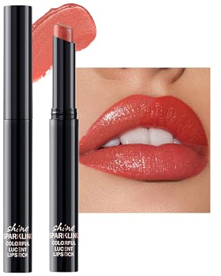 Glitzer Lippenstift Rot, Metallic Shimmer Matt Cremige Lipstick Wasserfest | Diamond Shiny Lippenstift, Langlebig Not-Stick Cup, Intensive Farben, Full Coverage Lipgloss Lippen Makeup für Frauen Mädchen