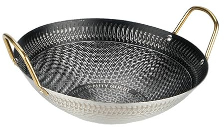 AlluraPet Kadhai Kadai Dry Pot Indian Stir Fry Pan for Stewing Simmering Meat Frying Traditional Cookware- Diameter 26cm