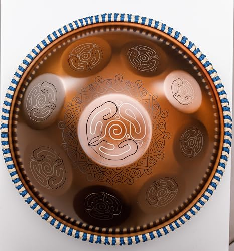 ArtQuint Hijaz Steel Tongue Drum Hang Pan Rain Drums 440Hz Percussion Instrument 9 Noten Premium Steel Drum Gold Ravvast Orion Frogdrum