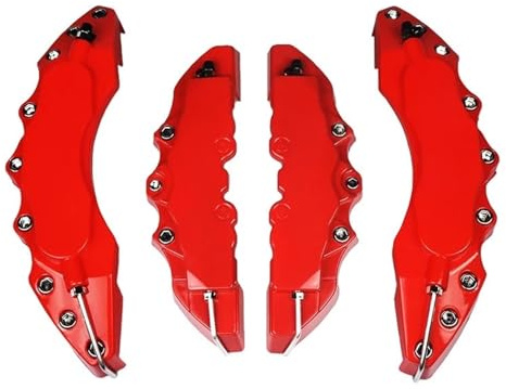 4 cubiertas protectoras para pinza de freno coche ABS 3D, aptas Compatible con Audi Compatible BMW Compatible Mercedes Benz(4Pcs L and M Red)