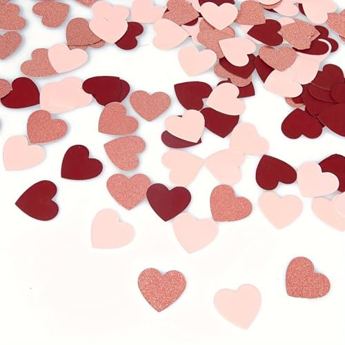 100 Stück Liebe Herz Konfetti Hochzeit Glitzer Herz Confetti Tischdeko für Valentinstag Hochzeit Party Dekorationen Rosegold Rot