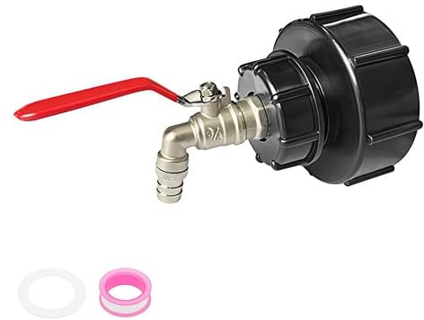 IBC Auslaufhahn, IBC Wasserhahn S100x8 zu S60x6 Grobgewinde IBC Adapter | Kugelhahn 3/4 Zoll Schlauchanschluss, IBC Kugelauslaufhahn für 1000l Wassertank Zubehör Auslaufhahn