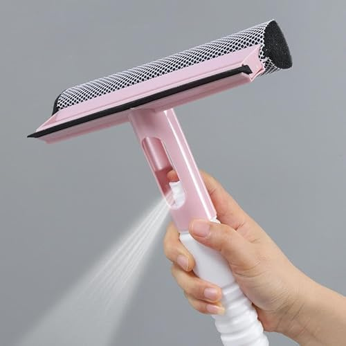 3-in-1 Window Cleaning Scraper with Spray Squeegee | Glass Cleaner Tool with Spray Bottle & Replaceable Sponge | Multifunctional Window Wiper for Home, Car, Bathroom & Mirrors