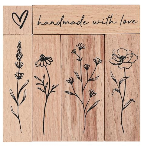 6 Stück Vintage Stempel Holz,Holzstempel,Blumen Motive Holzstempel Set,Naturpflanzen Mustern Vintage Motivstempel,für DIY Handwerk Basteln Scrapbooking