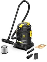 Michelin, X3 20L S Nass- und Flüssigkeitssauger, leise Reihe, 20 l Stahltank mit Elektrowerkzeugstecker, 800 W, komplett mit Zubehör, Blasfunktion, 18 kPa