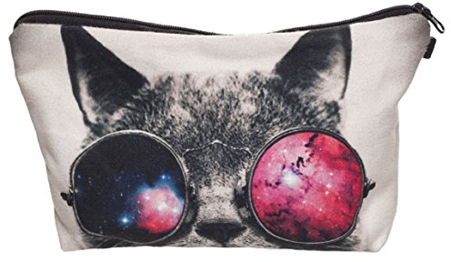 Modische Kulturtasche Kosmetikbeutel Schminktasche Make-Up Bag Kulturbeutel Wasserabweisend Originelle Print-Motive für Reisen, Urlaub und Alltag (Funky Cat)