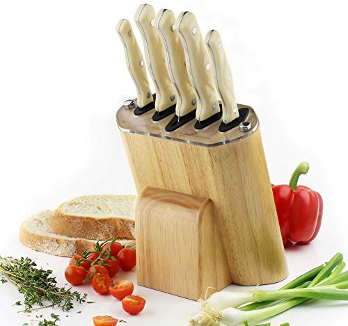 Rockingham Forge Sharp’N Rubber Wood 5 Piece Self-Sharpening Knife Block Set