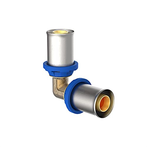 Presswinkel 90° Messing 16-16 mm DVGW Pressfitting