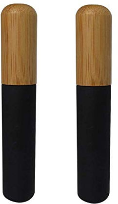Empty Mascara Tubes- 2Pcs 6ml Mascara Tube with Eyelash Wand and Bamboo Cap Eyelash Cream Bottle Case Vials Containers for Castor Oil, Eyelash Growth Serum, DIY Mascara Cosmetic Travel Bottles (Black)