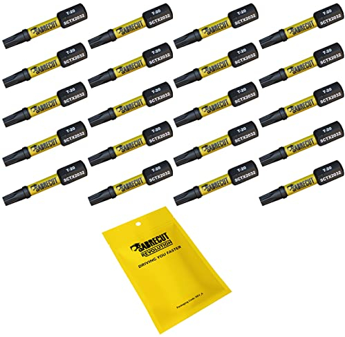 20 x SabreCut SCTX2032_20 32mm T20 TX20 Magnetic Impact Screwdriver Driver Bits Set Torx Heavy Duty