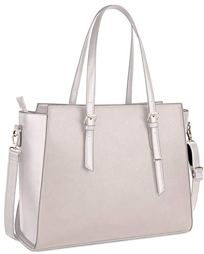 NEWHEY Handtasche Damen Shopper Damen Große Beige Gross Laptop Tasche 15.6 Zoll Elegant Leder Umhängetasche für Büro Arbeit Schule