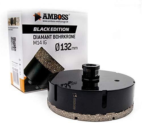 Amboss - Diamant Bohrkrone 132 mm (M14) für Winkelschleifer | Geeignet für Feinsteinzeug, harte Fliesen, Granit etc.