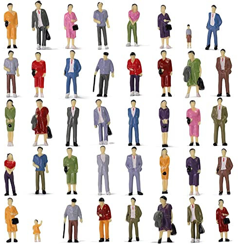 Evemodel 100 pièces 1:43 Voie 0 Statuette de personne, modèle passager en train, bonsaï, maison de poupée 14 poses