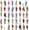 Evemodel 100 pièces 1:43 Voie 0 Statuette de personne, modèle passager en train, bonsaï, maison de poupée 14 poses