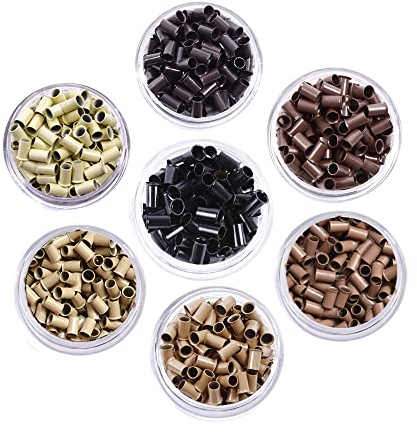 500 Stück Haarverlängerung Ringe 3,4 mm Kupfer Microring Microringe für Extensions (Dunkelblond)