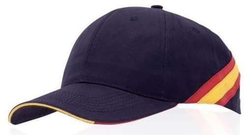 MIBANDERA Gorra Bandera de España Regulable Padel Golf Tenis. Gorra 6 Paneles 100% algodón Peinado (Azul Marino)