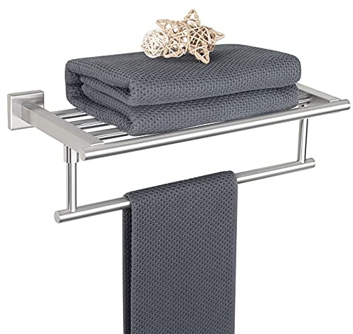 Alise Portasciugamani da 40,6 cm per bagno, portasciugamani da parete con barre a torre, mensola da bagno in acciaio inossidabile SUS304, porta asciugamani resistente (nichel spazzolato)