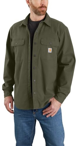 Carhartt Men's Rugged Flex Relaxed Fit Canvas Fleece-Lined Shirt Jac, Basil, X-Large