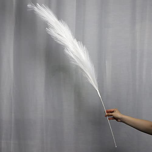 huaao Pampasgras Künstlich Deko Groß 110cm 1 Stiele Handgemacht Boho Pampas Gras, Künstliche Feder Deko für Wohnzimmer, Schlafzimmer, Boho Hochzeit, Vasen, Büro, Weiß