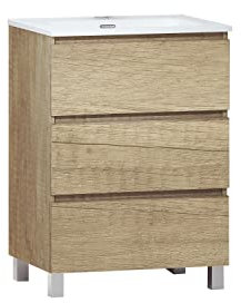 Baikal Mueble de Baño TRIX. Mueble 3 cajones, con Patas. Varios Acabados y Medidas. Mueble Montado. 3 Cajones 70 cm Nature