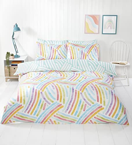 Rapport Home Microfibre Multicoloured Art Duvet Cover Set Kingsize Bedding