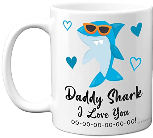 Stuff4 Daddy Birthday Mug - Daddy Shark - Birthday Gift from Daughter Son, Happy Dad, Baby Father's Day, Christmas Tea Coffee 11oz Ceramic Dishwasher Safe Mugs Cup for Dad Papa