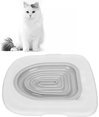 Kit D'entraînement aux Toilettes pour Chat Siège D'entraînement aux Toilettes pour Chats Apprendre au Chat à Utiliser Les Toilettes Entraîneur de(Plateau Blanc, 1 Support Intérieur Gris)