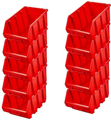 PROREGAL SuperSparSet 10x Sichtlagerbox 3 | HxBxT 12,6x17x24cm | Rot | Sichtlagerbehälter Sichtlagerkasten Sichtlagerkastensortiment Sortierbehälter Stapelbehälter