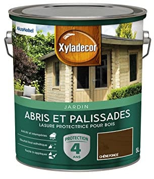 Xyladecor - Lasure Protectrice pour Bois Extérieur Jardin - Abris, Palissades, Espaliers, Kiosques, Barrières - Chêne Foncé - Quantité : 5 L
