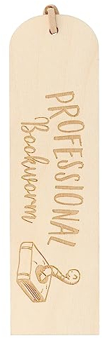 Spruchreif | Lesezeichen aus Holz mit Gravur und Lederband | Hölzernes Lesezeichen | Geschenke für Buchliebhaber | Bücherwurm | Lesezeichen mit Gravur „Professional Bookworm“