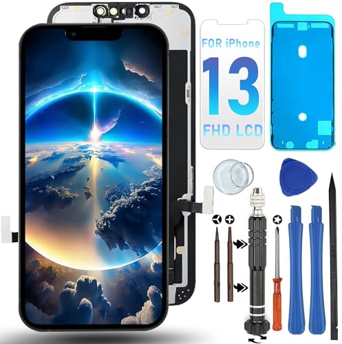 DIGI4U LCD für iPhone 13 Display Bildschirm Ersatz, 6,1 𝑭𝒖𝒍𝒍 𝑯𝑫 𝟯𝑫 𝑻𝒐𝒖𝒄𝒉 𝑻𝒓𝒖𝒆𝑻𝒐𝒏𝒆 𝑭𝒂𝒄𝒆 𝑰𝑫 für iPhone 13 Display Digitizer Reparaturkits(A2482, A2631, A2634, A2635, A2633)