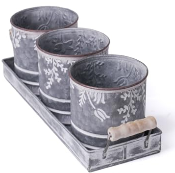 SEINHIJO 3pcs Metall Blumentöpfe Pflanzen Blume Geschenk Skulptur Modern Dekor Arts 36cm