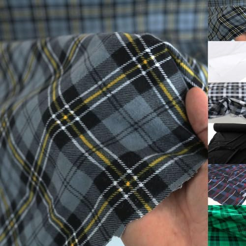 TOLKO Flanell Baumwollstoffe | karierter Winter Stoff Schottenkaro | Bekleidung Holzfällerhemd Schlafanzug Vorhang | Weich warm angerauht 150cm breit | Stoffe zum Nähen Meterware (Grau Schwarz)