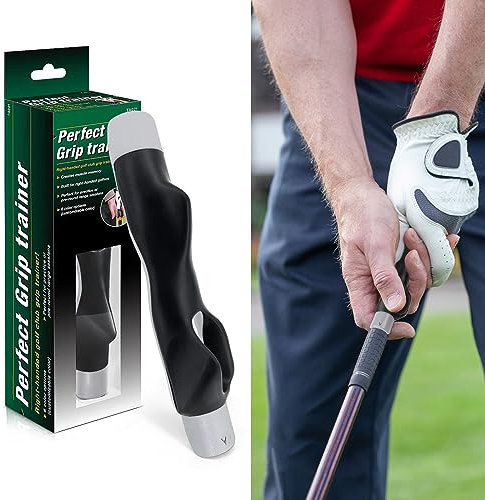 Golf Grip Trainer & Swing Aid - Right Hand Training Assistant for Golf Beginners, One Size for All Clubs (Grey)