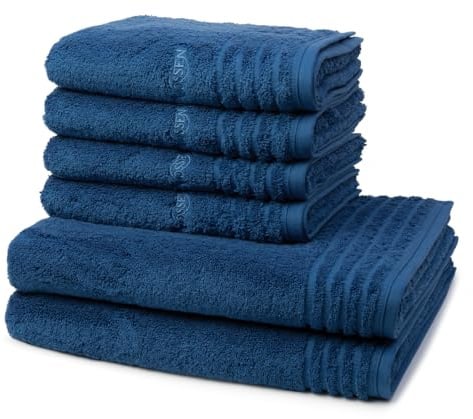 Vossen - 6 teiliges Frottier-Set - Vienna Style Supersoft (4 X Handtuch 2 X Duschtuch im Set) - 620 g/m2 - Baumwolle - Frottee - saugstark - weich und flauschig - Deep Blue