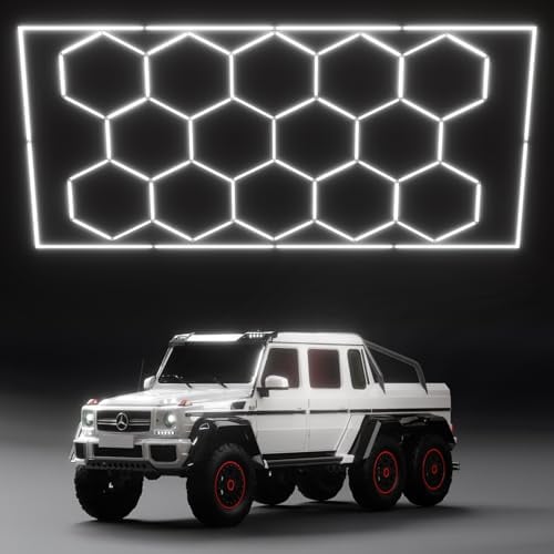 LPHIANX Hexagon LED Garage Light, 69 Pack 200W 30000LM 6500K Hexagon LED Lights for Garage, Basement, Warehouse, Auto Beauty Shop, Car Detailing Shop etc