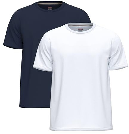 SoftSpun Men's T-Shirt Multipack - 2 Pack [White, Navy Blue] - XXL - Crew Neck - Short Sleeve - Regular Fit - 100% Cotton - Sun Protection - Multisport - Casual, Work, Active/Sport