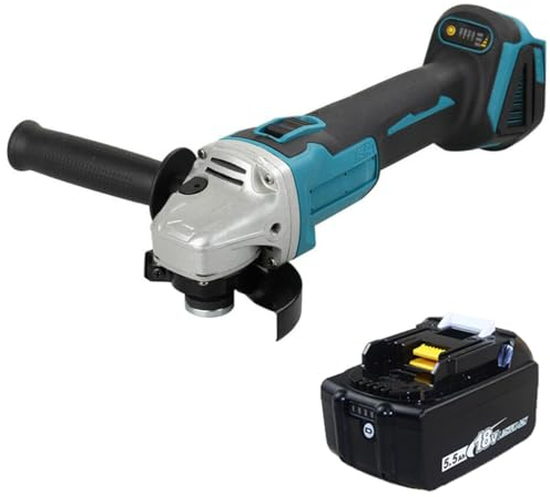 Winkelschleifer 125, Winkelschleifer Ersatz Für Makita 9558NBRZ 18V, Akku Winkelschleifer Für Schneiden von Holz, Rohren, Leistungsstarker Motor 10000RPM, Einstellbare Geschwindigkeit, 5500mAh Akku