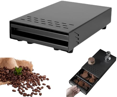 Kaffee-Klopfbox-Schublade, Kaffeesatz-Klopfbehälter mit Abnehmbarer Klopfstange Espresso-Klopfbox-Schublade aus Edelstahl Schubladen Kaffeerückstands Pulverbox für Zuhause, Büro, Restaurant, Café