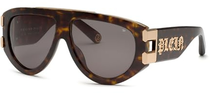 Philipp Plein Herren Spp127v Sonnenbrille, Braun, Hochglanz (Shiny Dark Havana), 60
