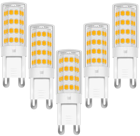 tkhetiana 5W G9 LED Lampe warmweiß Glühbirne,G9 5w LED Leuchtmittel Equivalent 50W,Enegiesparende Led Birne Mais Birne,Ersetzt 40-45W Halogenlampe,5 Pack
