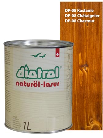 Diotrol Naturöl Lasur 1 Liter Profi Holzlasur Außen wetterfest | Natürliche & umweltfreundliche Lasur für Holz | Premium Holzschutzlasur Kastanie