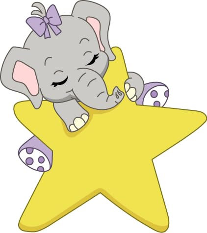 Bambinella - Bügelbild Aufbügler - Motiv: Elefant schläft in den Wolken - gedruckte Velour/Flock Applikation zum selbst Aufbügeln in 3 Größen