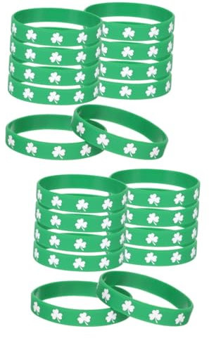 BESPORTBLE 20stücke Shamrock Silikonarmbänder Für Patrick Day Elastische Bequeme Glückskleeblatt-armbänder Für Männer Und Frauen Als Party-dekoration Oder Gastgeschenk