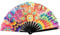 Tsffae Large Foldable Fan UV Glow Rave Fan Colorful Holographic Rave Fans Carnival Fan Handmake Fan for Festival Dancing Parties
