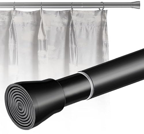 1 Stücke Gardinenstangen Zum Klemmen Duschvorhangstange Klemmstange Spannstange Vorhangstange ohne Bohren Teleskopstange Balkon (Schwarz 75-3-175CM, 25mm Durchmesser)