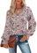 Flikity Ladies Long Sleeve Tops, Lace V Neck Women Blouses Womens Evening Going Out Top Ladies Top Size 16-18 Work Autumn Clothes Floral Shirts Khaki L