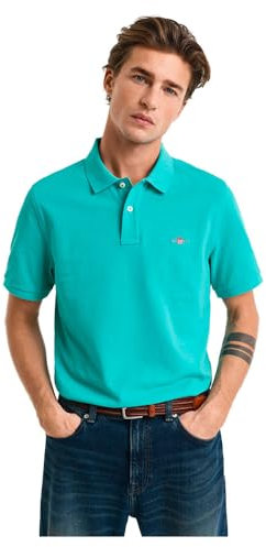 GANT Herren REG Shield SS Pique Polo Polohemd, Tropic Blue, XXL